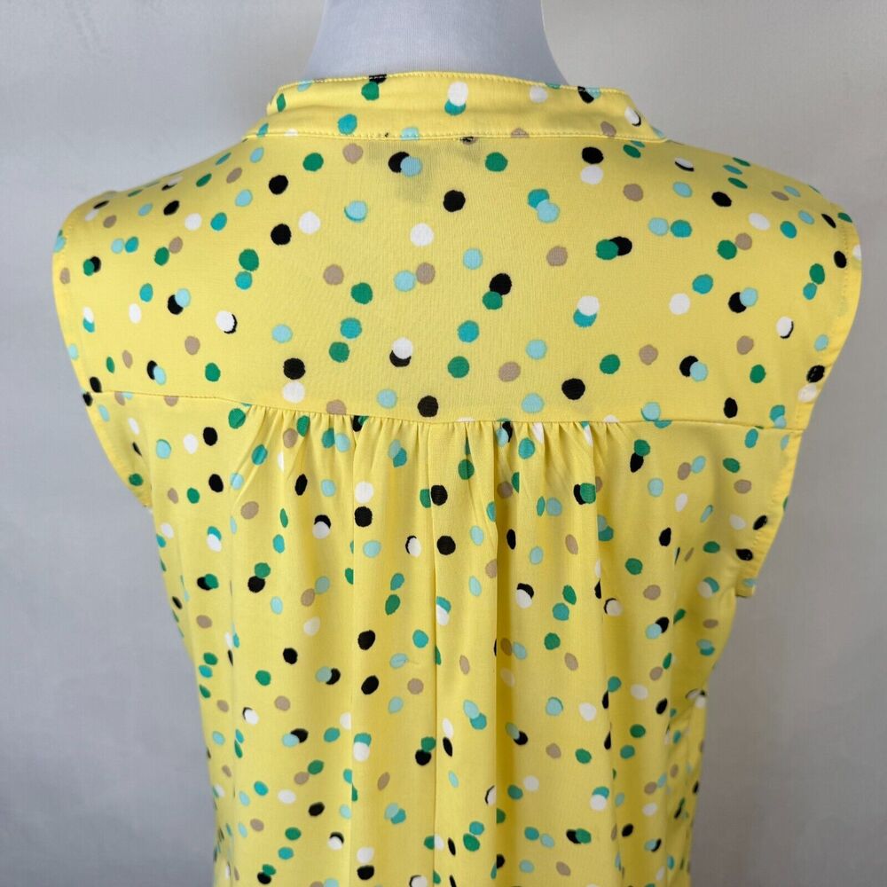 Ava & Grace Women Sz S Yellow Polka Dot Metal Button Henley Sleeveless - Picture 5 of 7